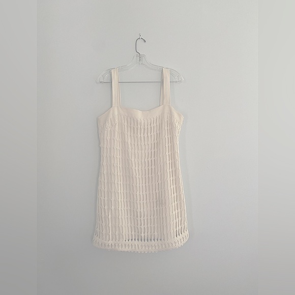 The Artemis Mini Shift Dress by SIMKHAI in the color Natural (off-white). - Picture 3 of 6